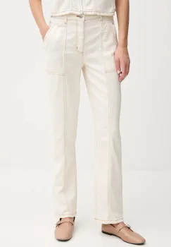 Dkny pantaloni culoarea bej, drept, high waist, P5DKXB18 imagine