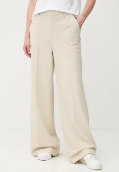 Dkny pantaloni culoarea bej, lat, high waist, UD5PS051 imagine