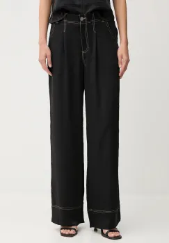 Dkny pantaloni culoarea negru, lat, high waist, P5EK7BEX imagine
