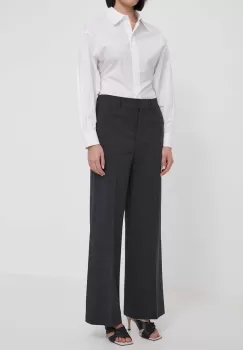 Dkny pantaloni femei, culoarea gri, lat, high waist imagine