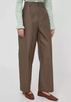 Dkny pantaloni femei, culoarea maro, drept, high waist, D2A4K022 imagine