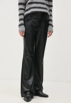 Dkny pantaloni femei, culoarea negru, drept, high waist, P4HKTXFL imagine