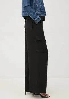 Dkny pantaloni femei, culoarea negru, fason cargo, high waist, P44KUV31 imagine