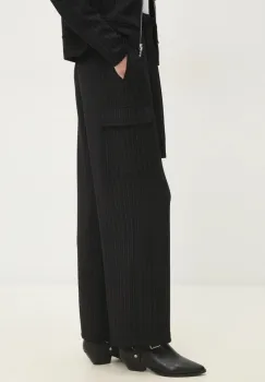 Dkny pantaloni femei, culoarea negru, lat, high waist, P4KF6ZNA imagine