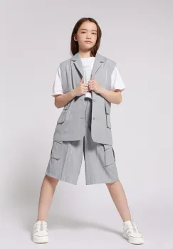 Dkny pantaloni scurti copii culoarea gri, uni, D62274 imagine