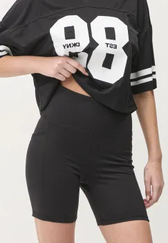 Dkny pantaloni scurti femei, culoarea negru, neted, high waist, DP5S5088 imagine