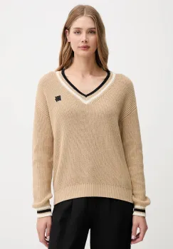 Dkny pulover de bumbac culoarea bej, calduros, DJ5R0730 imagine