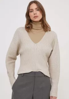 Dkny pulover femei, culoarea bej imagine