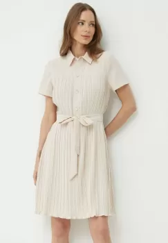 Dkny rochie culoarea bej, mini, evazati, DD4A1351 imagine