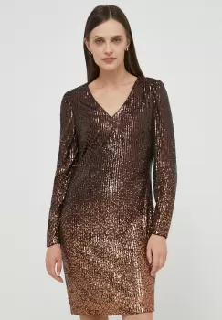 Dkny rochie culoarea maro, mini, drept imagine