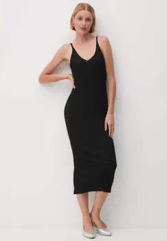 Dkny rochie culoarea negru, midi, mulata, D2E4A125 imagine