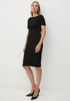 Dkny rochie culoarea negru, midi, mulata, DD4E2931 imagine