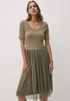 Dkny rochie culoarea verde, midi, evazati, P4DDSXMP imagine