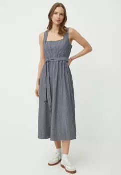 Dkny rochie din amestec de in culoarea gri, midi, evazati, DD4B5715 imagine