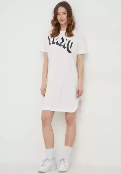 Dkny rochie din bumbac culoarea alb, midi, drept imagine