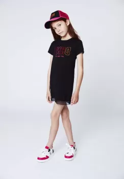 Dkny rochie din bumbac pentru copii culoarea negru, mini, drept imagine