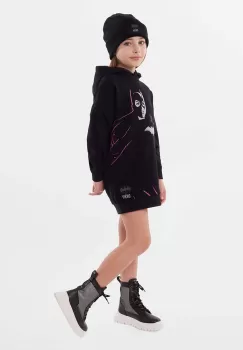 Dkny rochie din bumbac pentru copii x DC Comics culoarea negru, mini, drept imagine