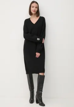 Dkny rochie din lana culoarea negru, mini, oversize, D2G4A160 imagine