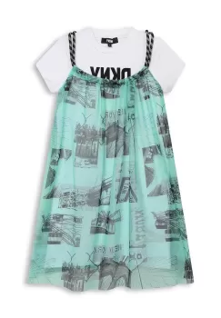 Dkny rochie fete culoarea verde, mini, evazati imagine