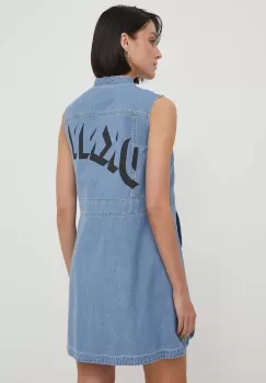 Dkny rochie jeans mini, evazati, D2A4BX52 imagine