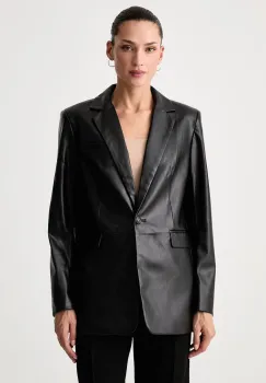 DKNY  sacou cu un singur rand de nasturi pentru femei din imitatie de piele imagine