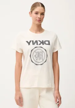 Dkny tricou din bumbac culoarea bej, DP5T1366 imagine