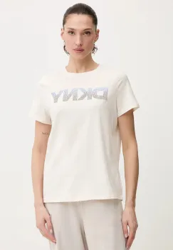 Dkny tricou din bumbac culoarea bej, DP6T1557 imagine