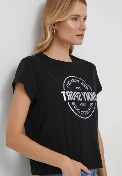 Dkny tricou din bumbac femei, culoarea negru imagine