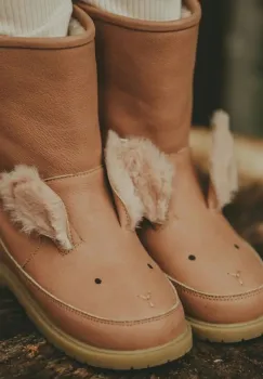 Donsje ghete de iarna pentru copii din piele Wadudu Exclusive Boots Fluffy Bunny culoarea roz, 2022110 imagine