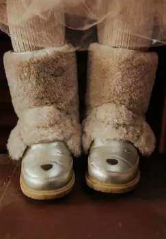 Donsje ghete de iarna pentru copii din piele Wadudu Exclusive Boots Poodle culoarea bej, 2022121 imagine