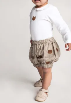 Donsje pantaloni scurti din bumbac pentru bebelusi Carson Bloomers Bears culoarea bej, 3029801 imagine