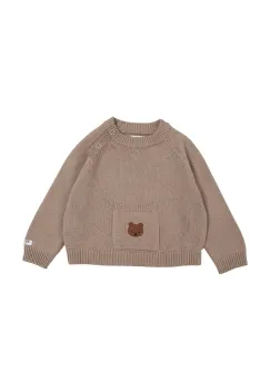 Donsje pulover din bumbac pentru bebelusi Loeke Sweater Bear culoarea maro, light, 3037801 imagine