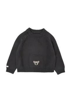 Donsje pulover din bumbac pentru bebelusi Loeke Sweater Koala culoarea negru, light, 3037803 imagine