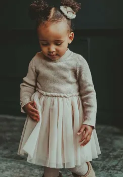 Donsje rochie bebe Lotus Dress culoarea bej, mini, evazati, 4043900 imagine