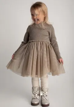 Donsje rochie bebe Lotus Dress culoarea maro, mini, evazati, 4043900 imagine