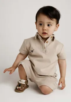 Donsje tricouri polo din bumbac pentru bebelusi Wouti Shirt Groom culoarea bej, uni, 4098701 imagine