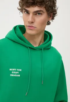 Drole de Monsieur bluza barbati, culoarea verde, cu gluga, neted, E.HO162.CO127.GN Le Hoodie Slogan imagine