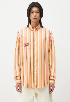 Drole de Monsieur camasa din bumbac La Chemise Rayee barbati, culoarea portocaliu, cu guler button-down, regular, G-SH208-CO117-CR imagine