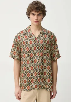 Drole de Monsieur camasa La Chemise Ornements barbati, culoarea bleumarin, relaxed, F-SH198-VI015-NY imagine