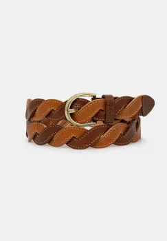 Drole de Monsieur curea de piele La Ceinture Tresse barbati, culoarea maro, G-AC169-LH030-CG imagine