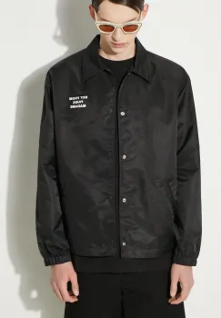 Drole de Monsieur geaca cu aspect de camasa La Veste Slogan culoarea negru, de tranzitie, PERM-JT183-PA014-BL imagine