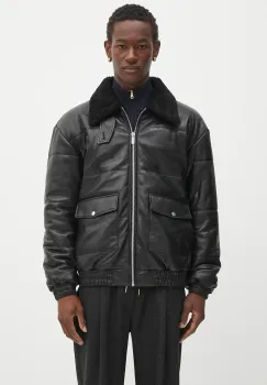 Drole de Monsieur geaca de piele Le Blouson Cuir culoarea negru, de tranzitie, PERM.CT109.LH001 imagine