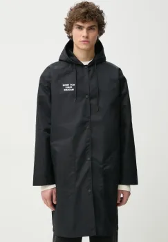 Drole de Monsieur geaca La Parka Slogan barbati, culoarea negru, de tranzitie, PERM-CT130-PA014-BL imagine