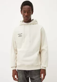 Drole de Monsieur hanorac de bumbac barbati, culoarea bej, cu gluga, cu imprimeu, PERM.HO162.CO127 Le Hoodie Slogan imagine