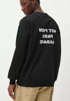 Drole de Monsieur hanorac de bumbac barbati, culoarea negru, cu imprimeu, PERM.SW149.CO127 Le Sweatshirt Slogan imagine