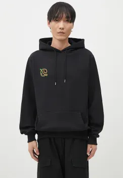 Drole de Monsieur hanorac de bumbac Le Hoodie D Raisin barbati, culoarea negru, cu gluga, cu imprimeu, E-HO170-CO127-BL imagine