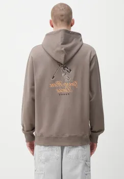 Drole de Monsieur hanorac de bumbac Le Hoodie Grand HUtel culoarea maro, cu gluga, cu imprimeu, H.HO184.CO127 imagine