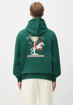 Drole de Monsieur hanorac de bumbac Le Hoodie Polo barbati, culoarea verde, cu gluga, cu imprimeu, G-HO178-CO200-DGN imagine