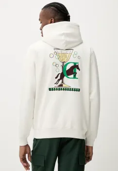 Drole de Monsieur hanorac de bumbac Le Hoodie Polo culoarea bej, cu gluga, cu imprimeu, G-HO178-CO200-OW imagine