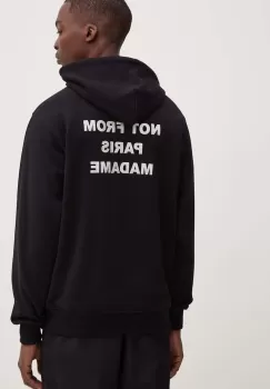 Drole de Monsieur hanorac de bumbac Le Hoodie Slogan barbati, culoarea negru, cu gluga, cu imprimeu, PERM-HO162-CO127-BL imagine